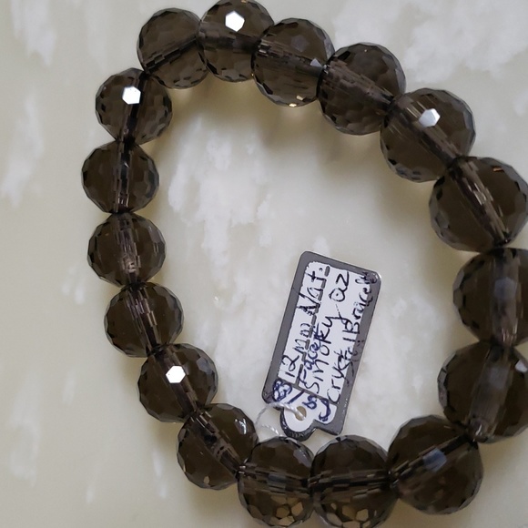 Natural Smoky Crystal Quartz 12mm Bracelet AAA - Picture 3 of 4